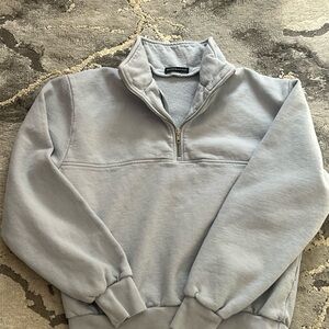 Brandy Melville Light Gray Zip-Up Sweater